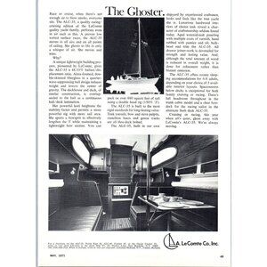 1971 LeComte ALC-35 Sailing Yacht Vintage Print Ad Teak Woodwork Cabin Wall Art